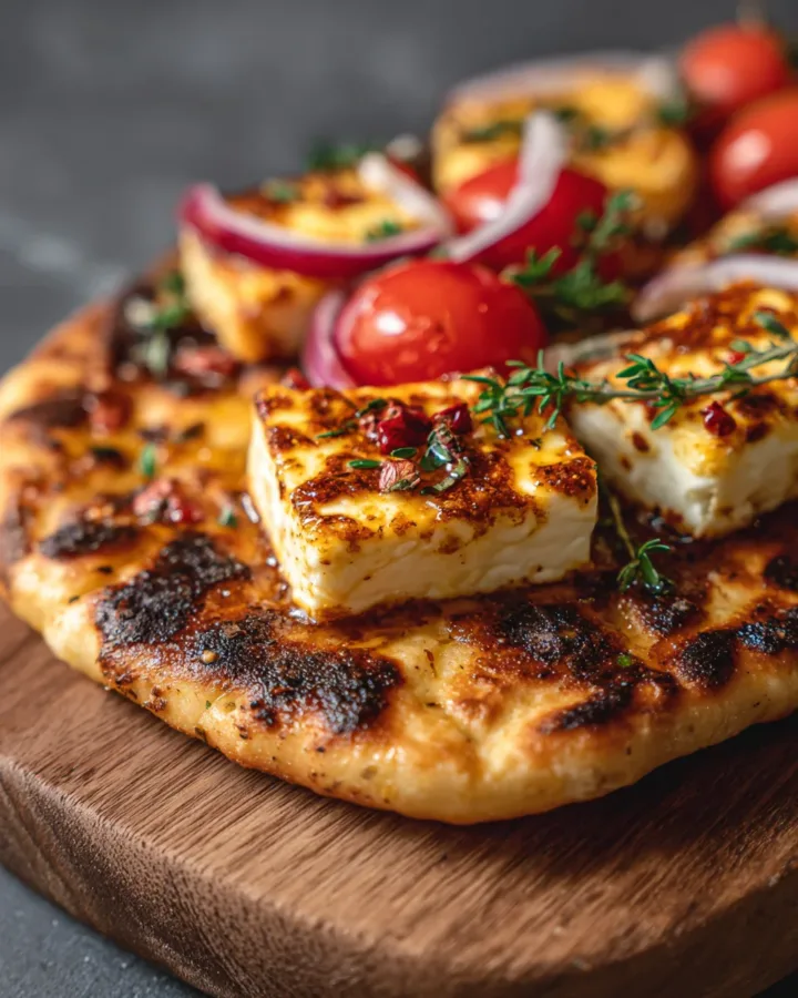 hot honey halloumi flatbread