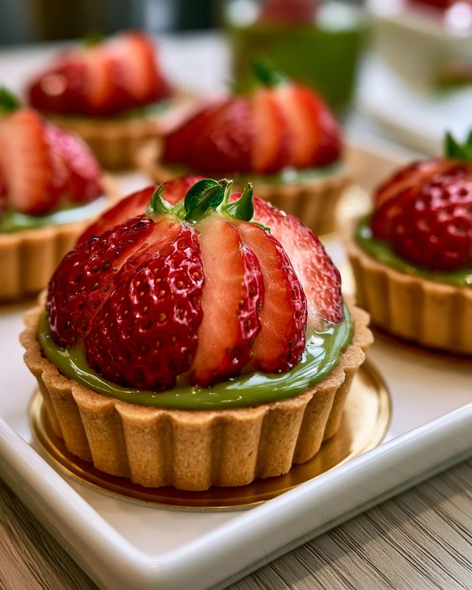 Aesthetic Mini Strawberry Matcha Tarts