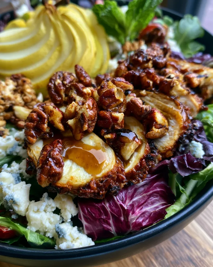 Autumn Pecan Crust Chicken & Pear Salad