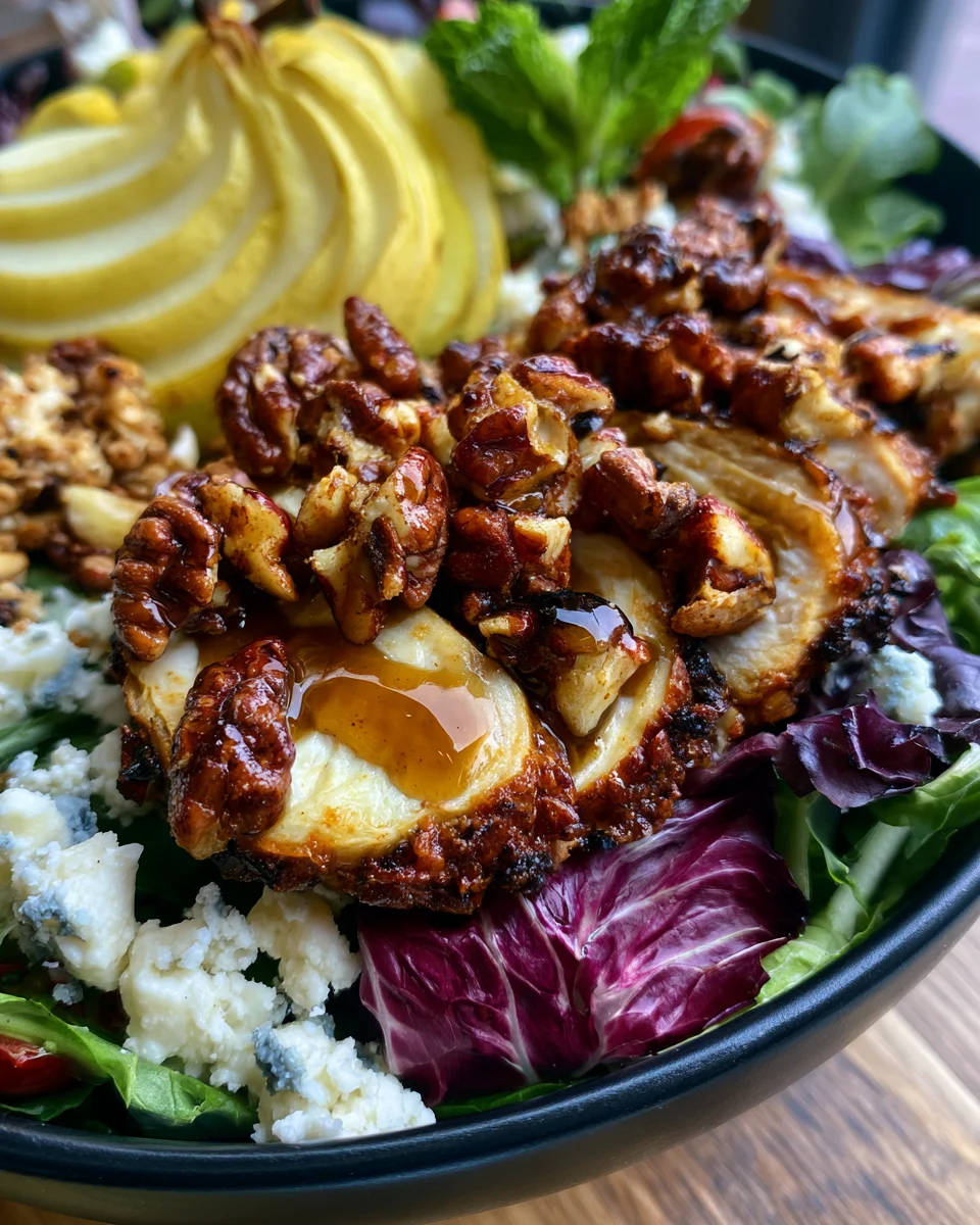 Autumn Pecan Crust Chicken & Pear Salad
