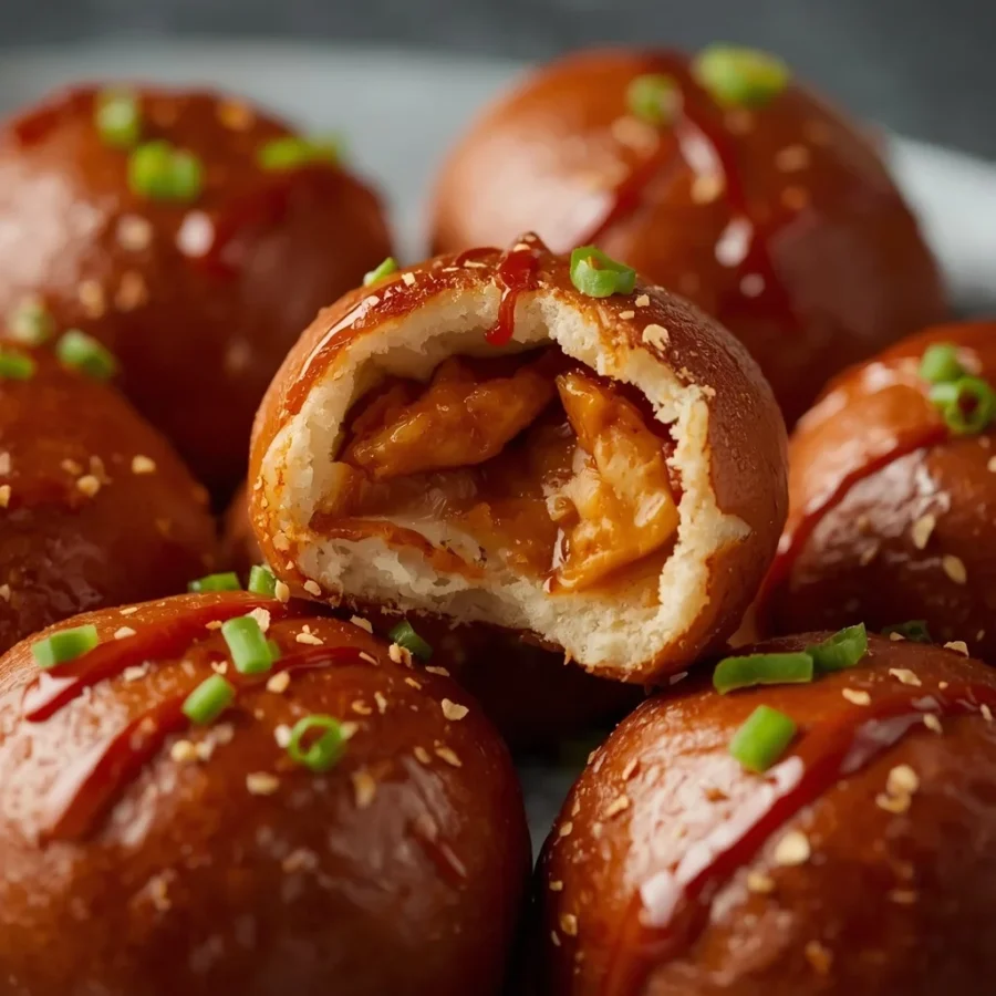 BBQ Chicken Stuffed Pretzel Bites