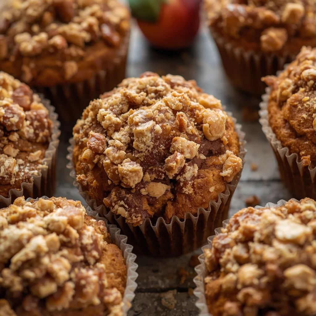 Brown Sugar Peach Crumble Muffins