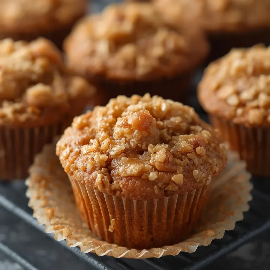Brown Sugar Peach Crumble Muffins