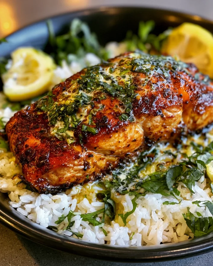 Cajun Garlic Butter Salmon Rice Bowl