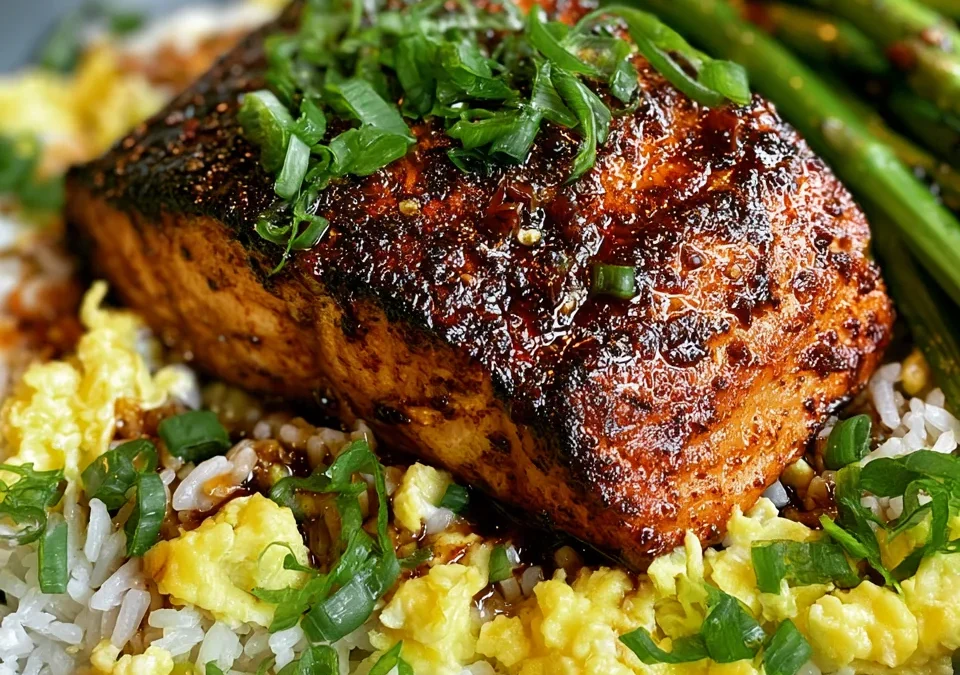 Cajun Garlic Butter Salmon Rice Bowl