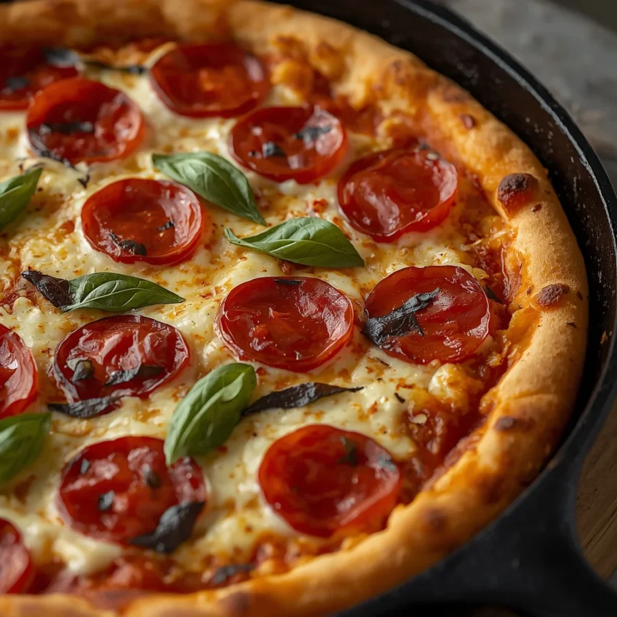 Cast Iron Skillet Deep Dish Pizza