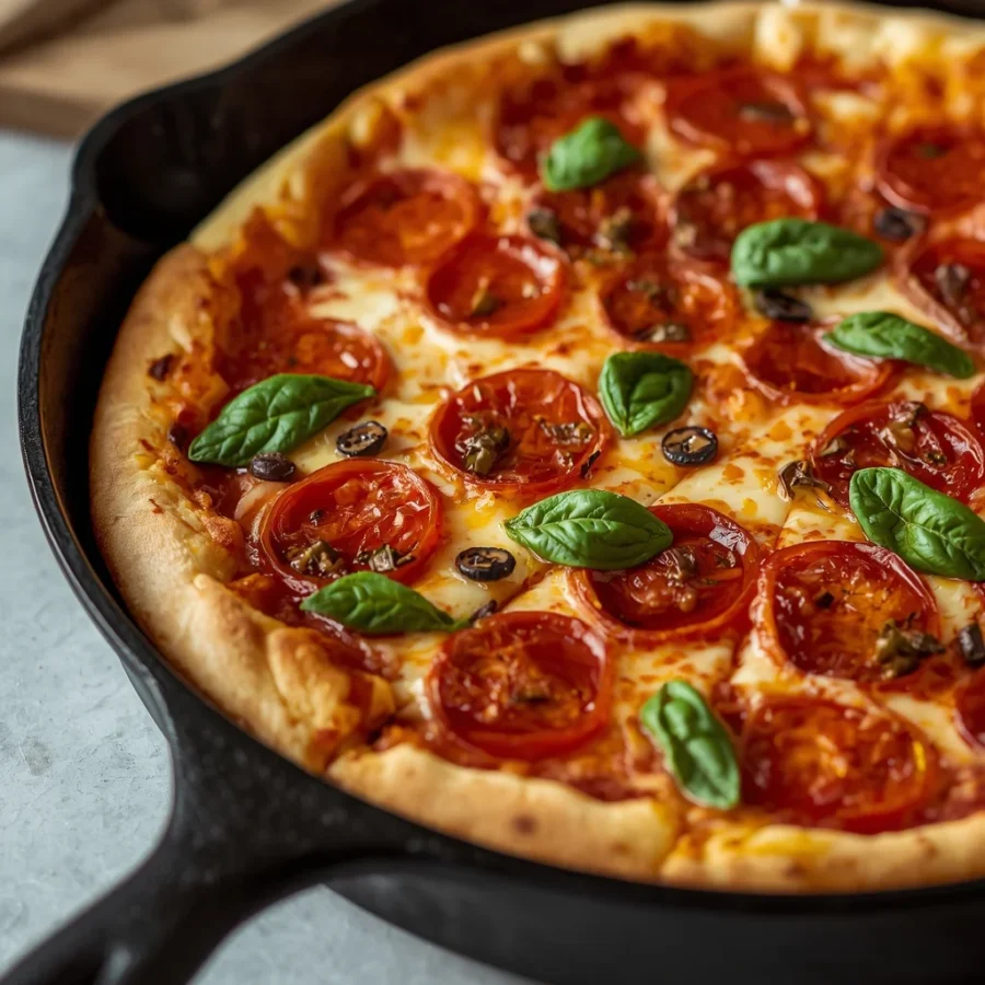 Cast Iron Skillet Deep Dish Pizza