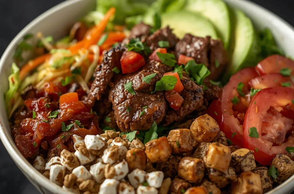 Chipotle-Style Halal Steak Burrito Salad Bowl