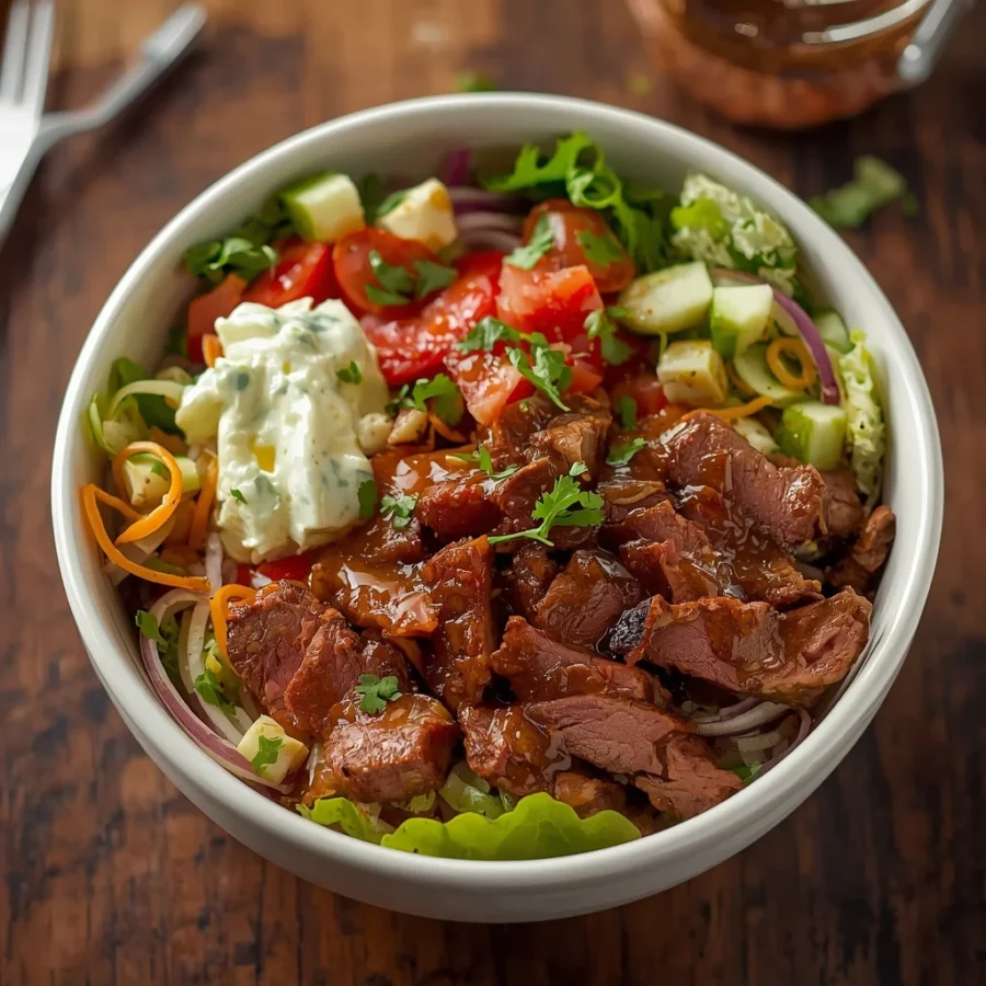 Chipotle-Style Halal Steak Burrito Salad Bowl