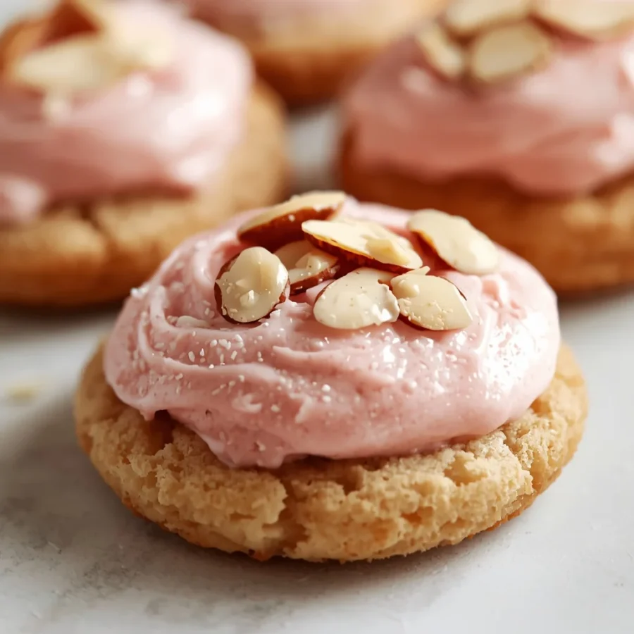 Copycat Crumbl Pink Sugar Cookie with Almond Frosting
