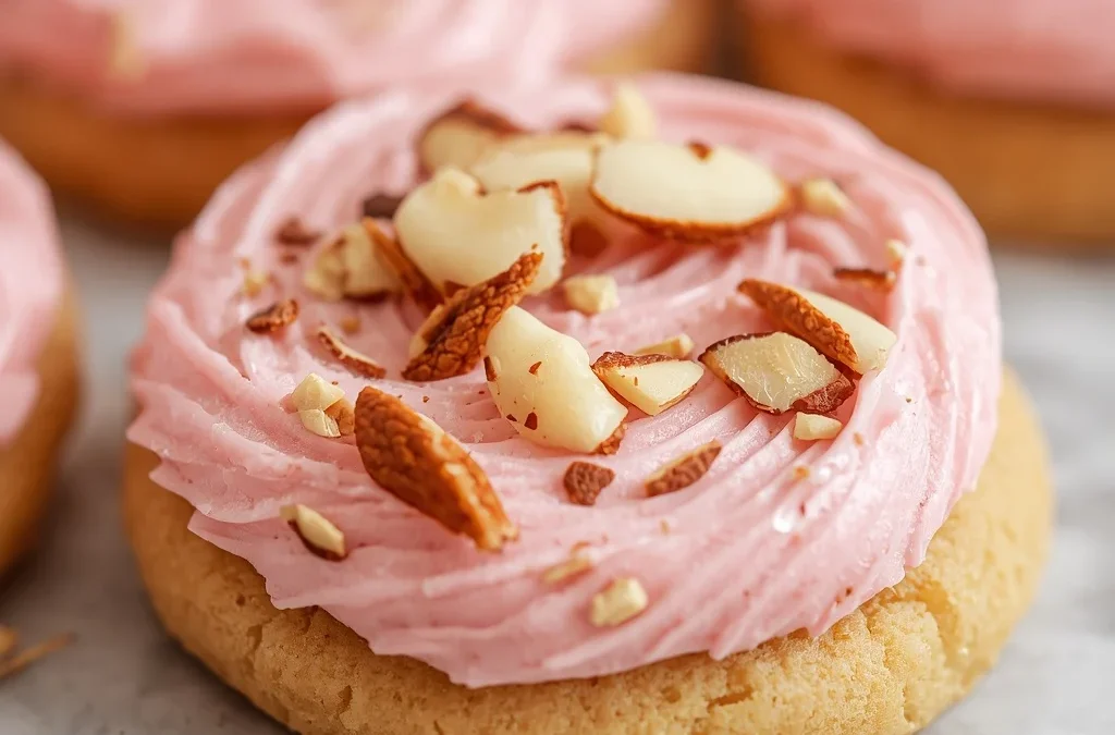Copycat Crumbl Pink Sugar Cookie with Almond Frosting