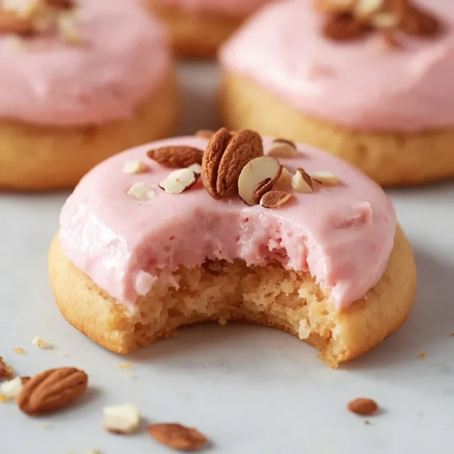 Copycat Crumbl Pink Sugar Cookie with Almond Frosting