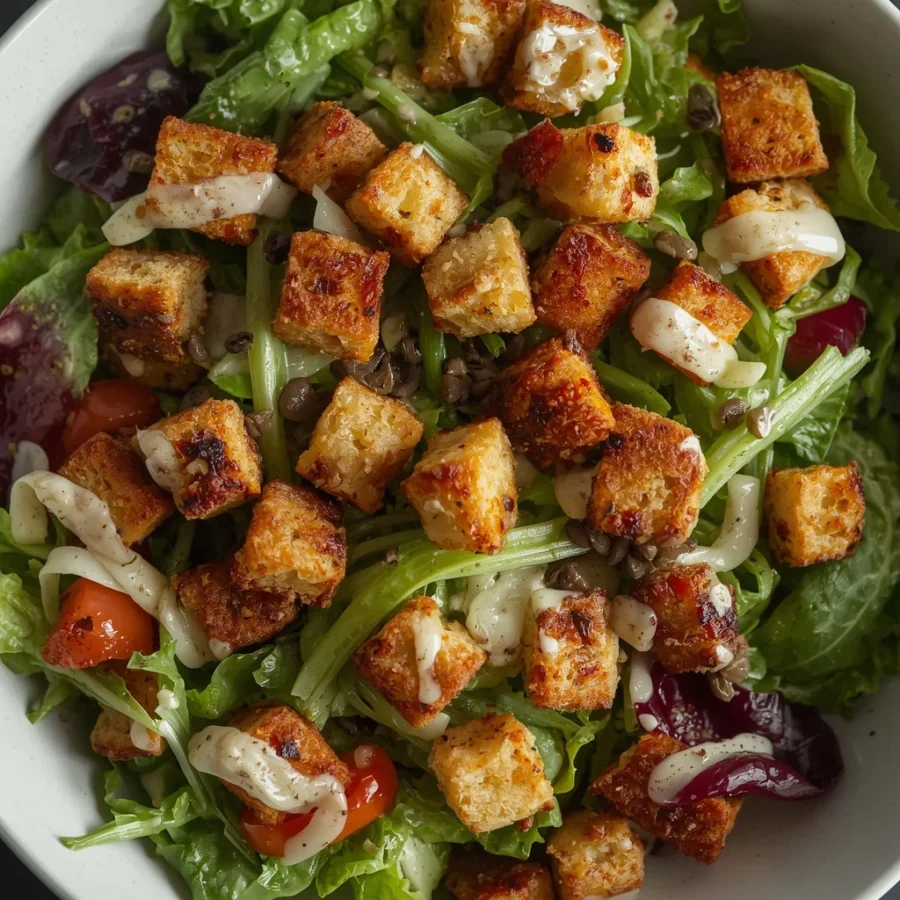 Copycat Olive Garden House Salad with Halal Croutons
