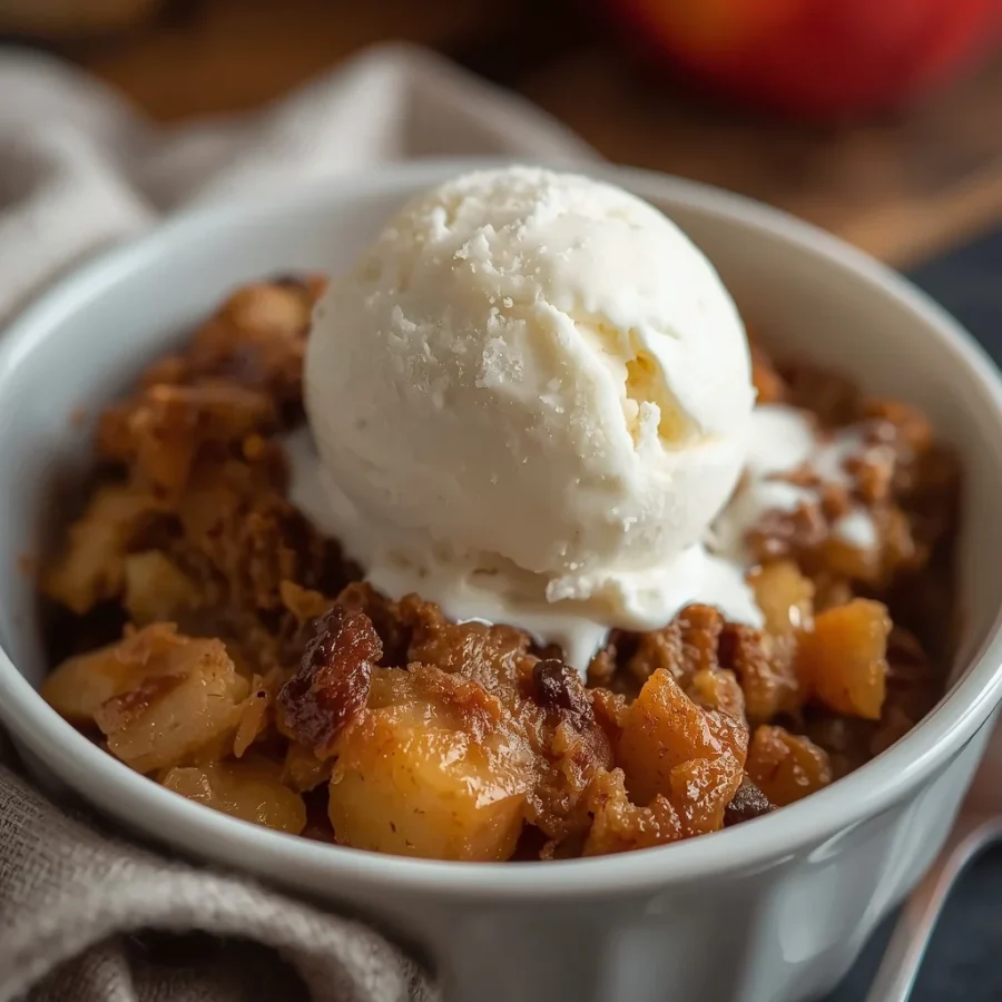 Cozy Apple Crisp with Vanilla Ice Cream