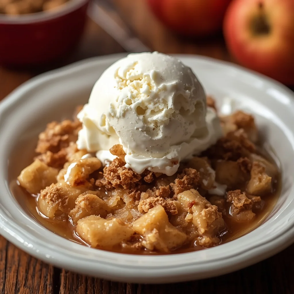 Cozy Apple Crisp with Vanilla Ice Cream