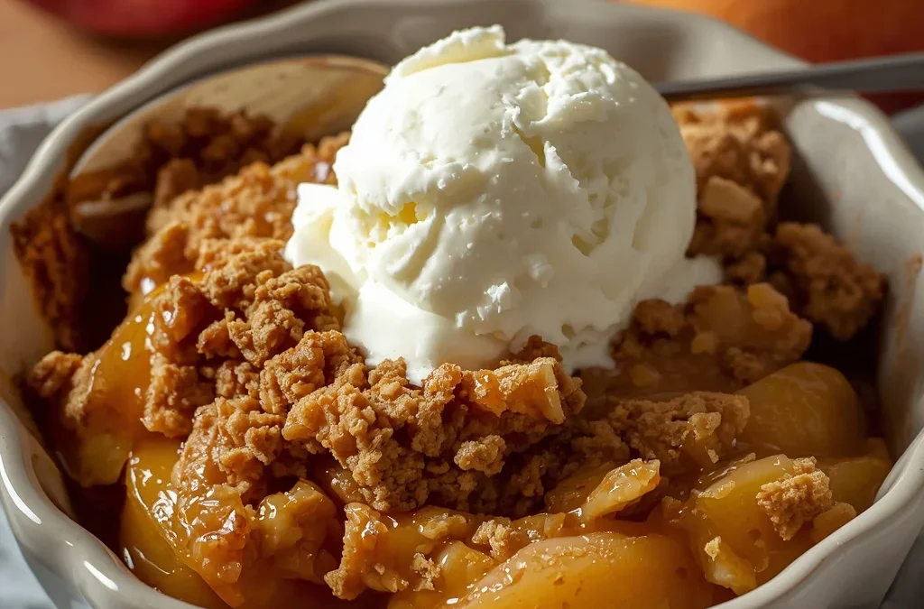 Cozy Apple Crisp with Vanilla Ice Cream