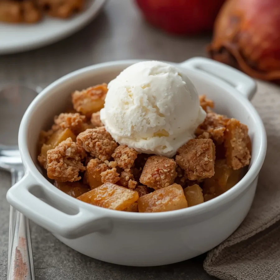 Cozy Apple Crisp with Vanilla Ice Cream