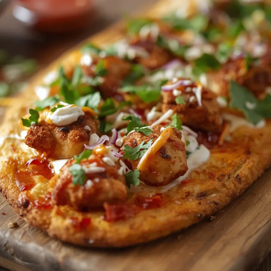 Crispy Ranch Chicken Flatbread Bake