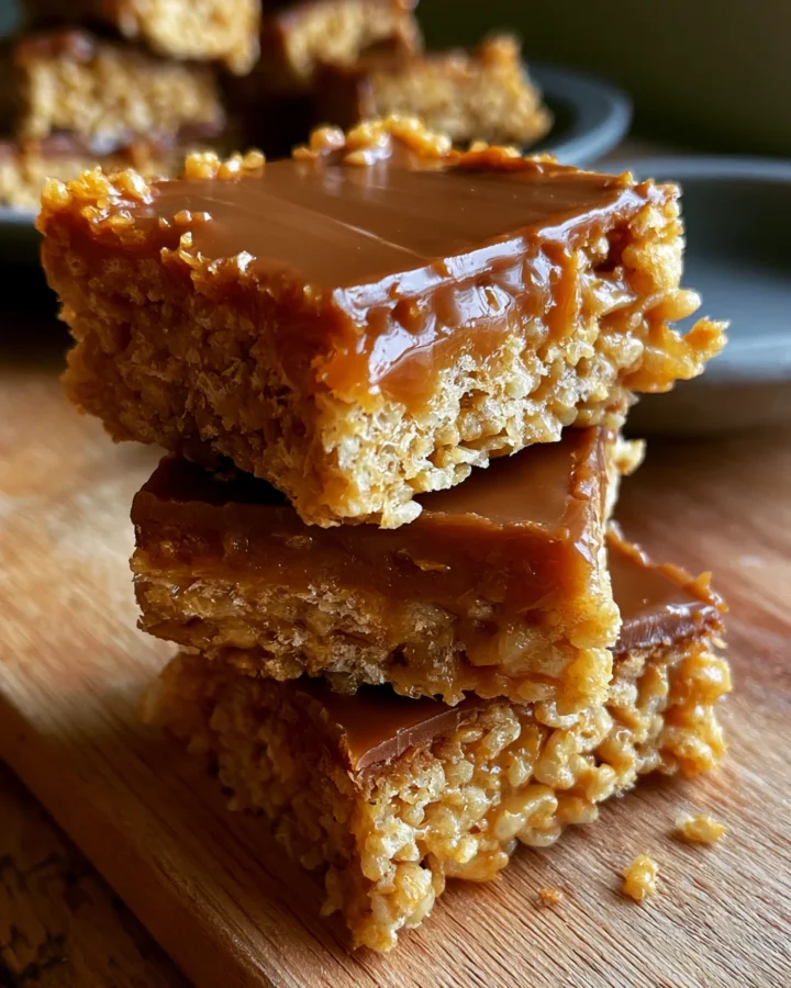 Crispy Rice Cereal Caramel Bars