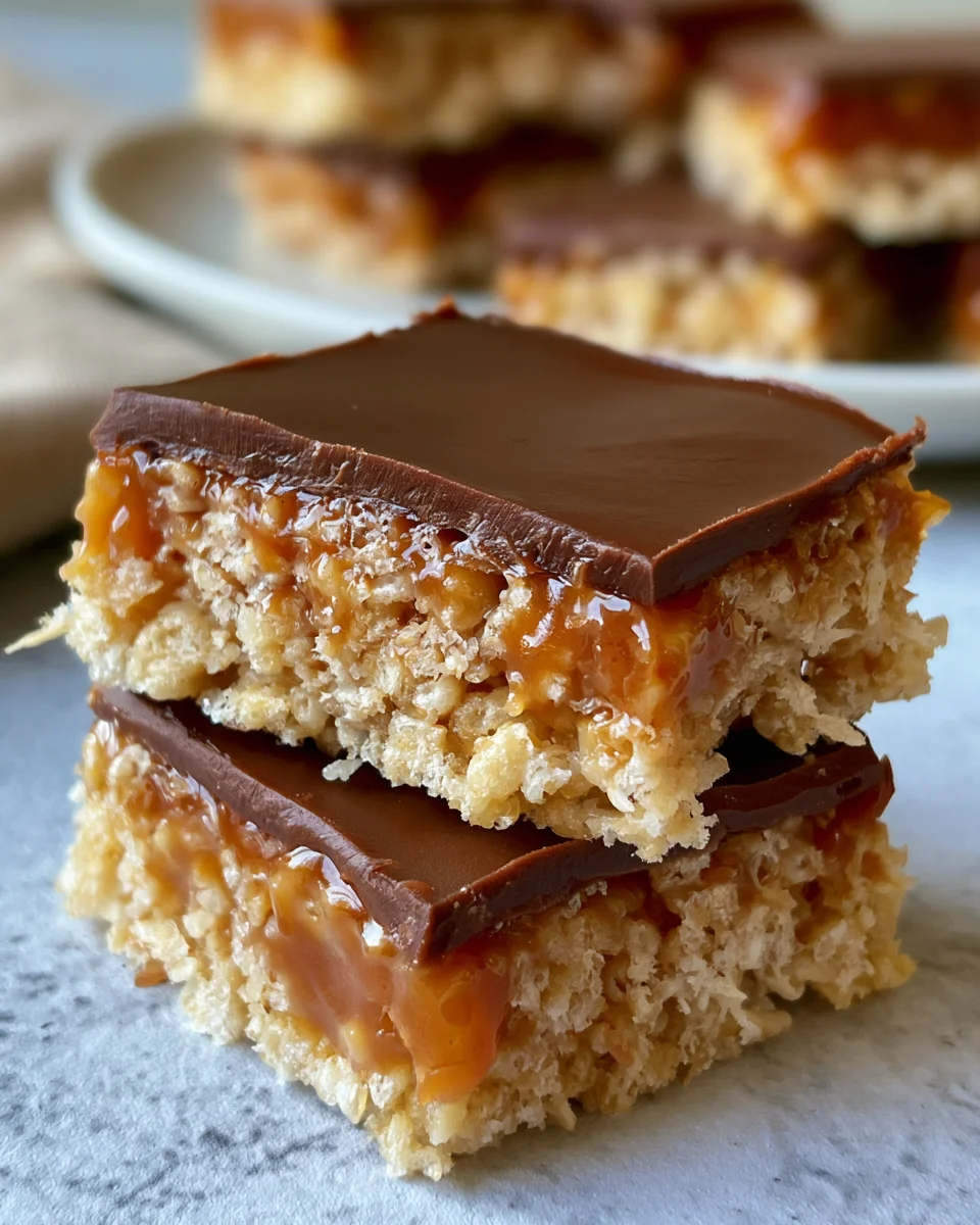 Crispy Rice Cereal Caramel Bars