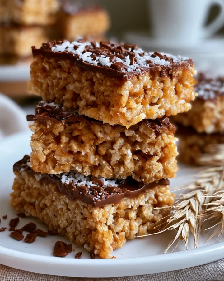 Crispy Rice Cereal Caramel Bars
