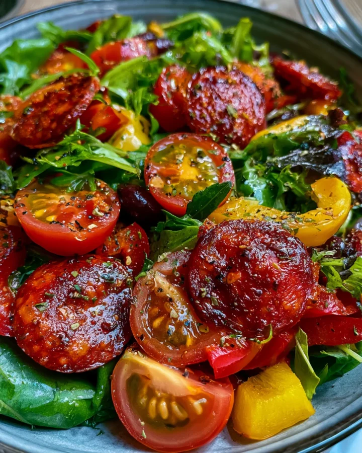 Dense Bean Salad with Crispy Halal Pepperoni