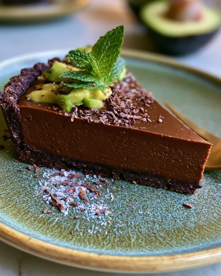 Fudgy Vegan Avocado Chocolate Pudding Tart