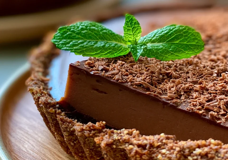Fudgy Vegan Avocado Chocolate Pudding Tart