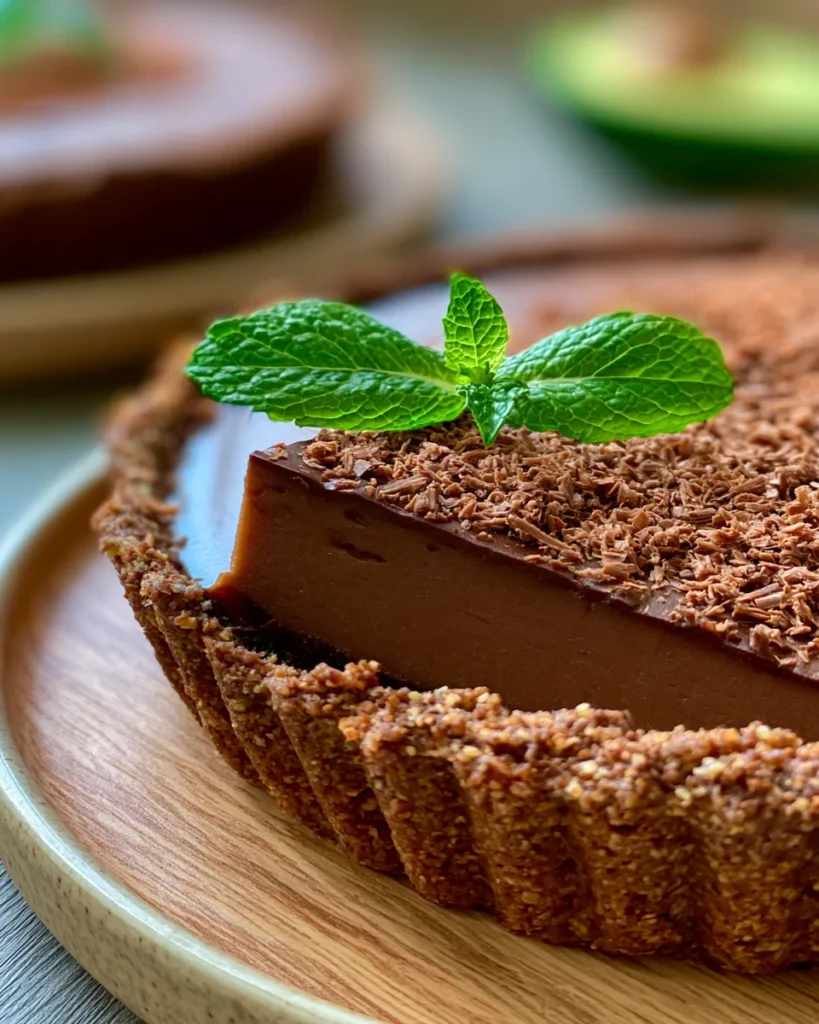 Fudgy Vegan Avocado Chocolate Pudding Tart