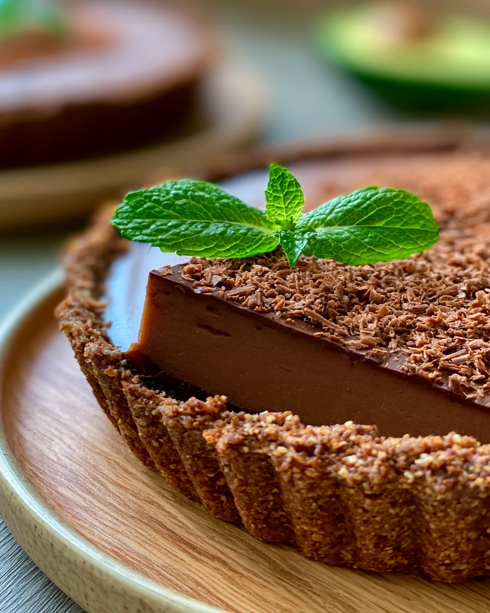 Fudgy Vegan Avocado Chocolate Pudding Tart