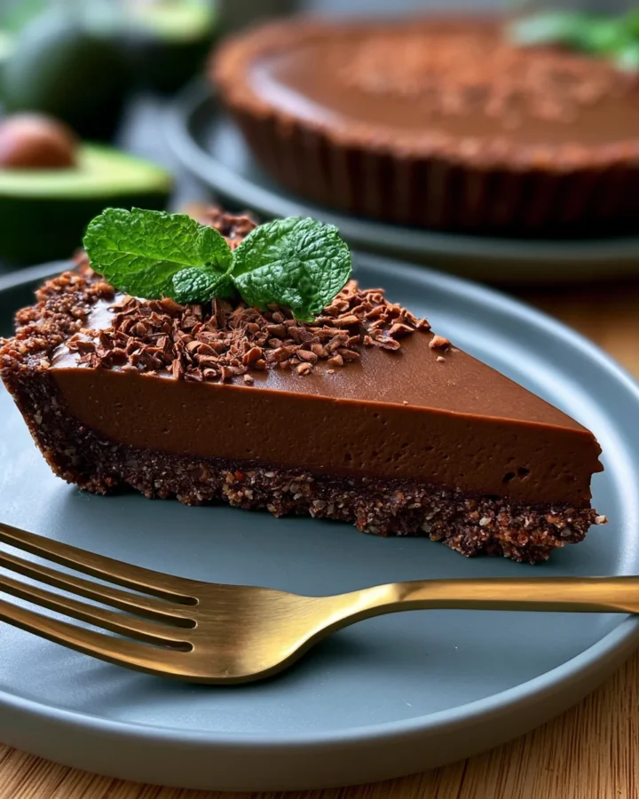 Fudgy Vegan Avocado Chocolate Pudding Tart