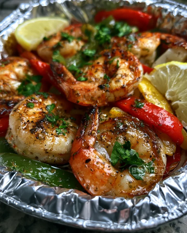 Garlic Butter Shrimp Fajita Foil Packets