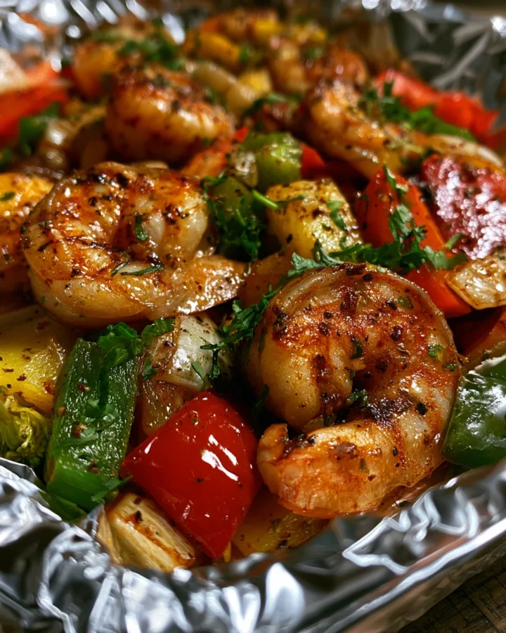 Garlic Butter Shrimp Fajita Foil Packets