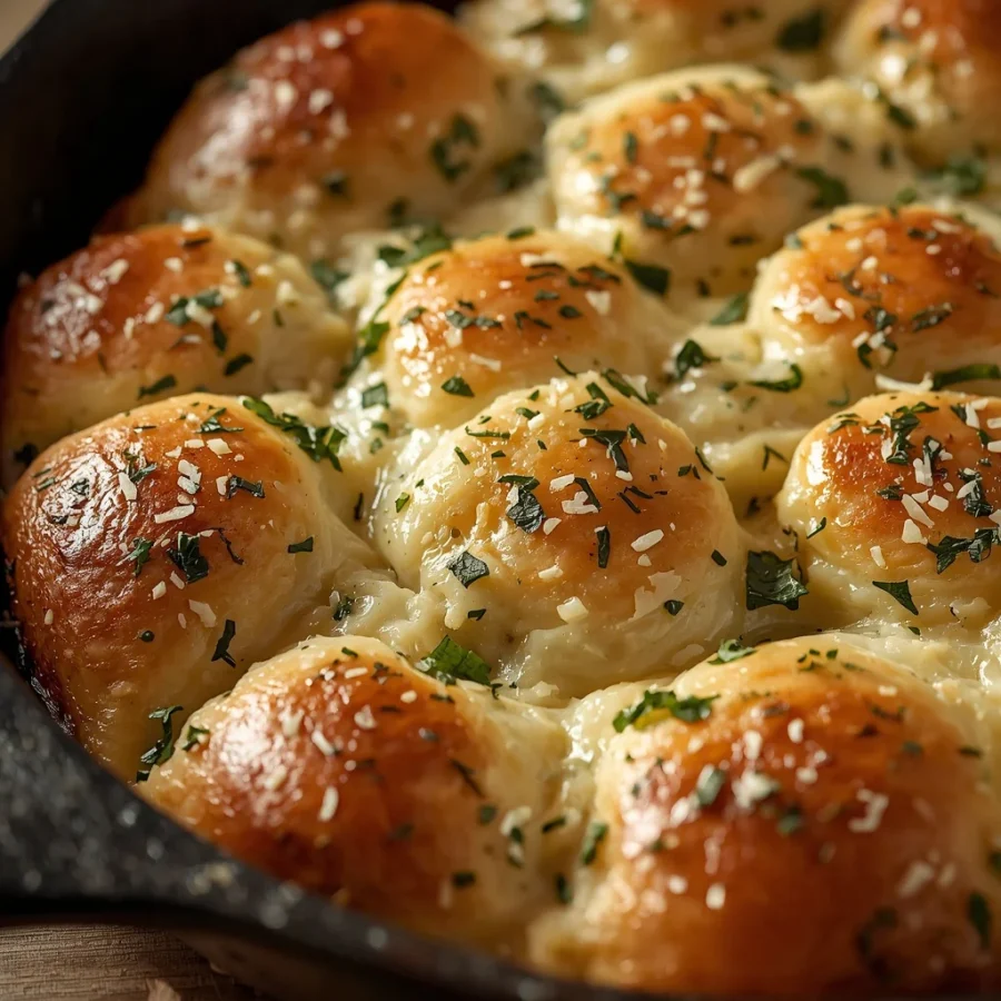 Garlic Herb & Cheddar Bubble Skillet Bread