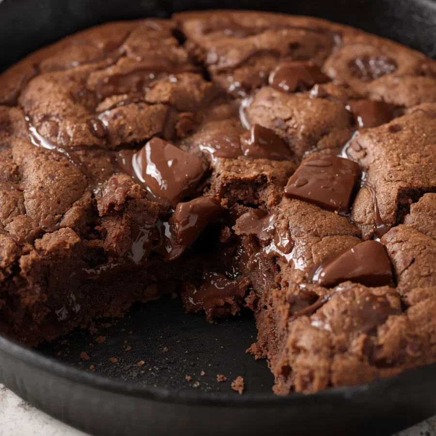 Gooey Chocolate Chunk Skillet Cookie