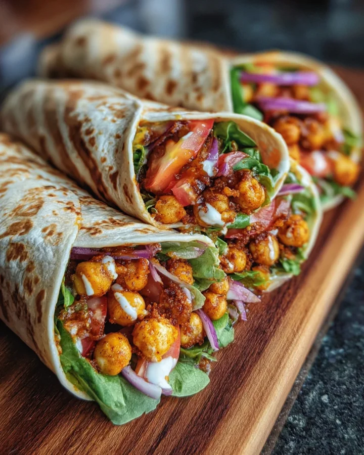 High-Protein Buffalo Chickpea Wraps