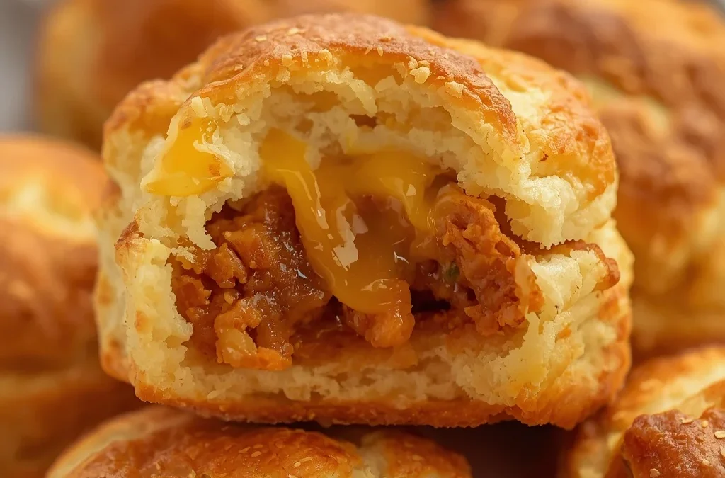 Hot Honey Cheddar Chicken Biscuit Bombs