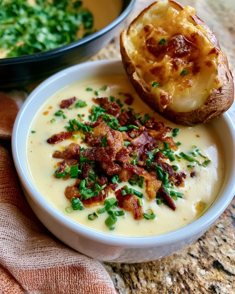 Loaded Baked Potato Soup with Crispy Beef Bacon