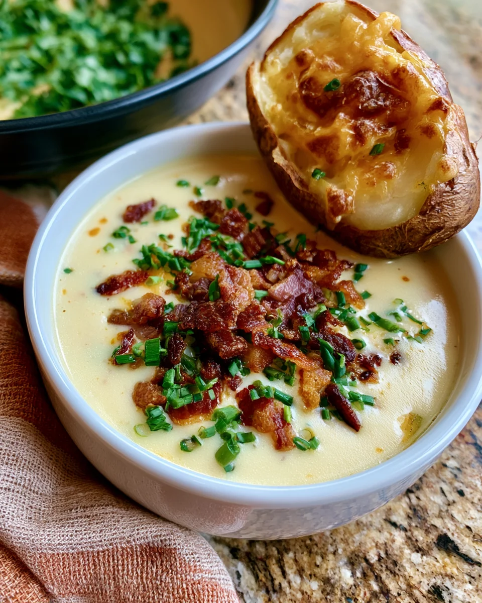Loaded Baked Potato Soup with Crispy Beef Bacon