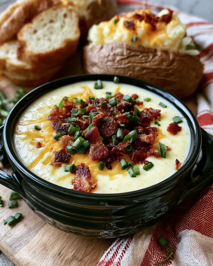 Loaded Baked Potato Soup with Crispy Beef Bacon