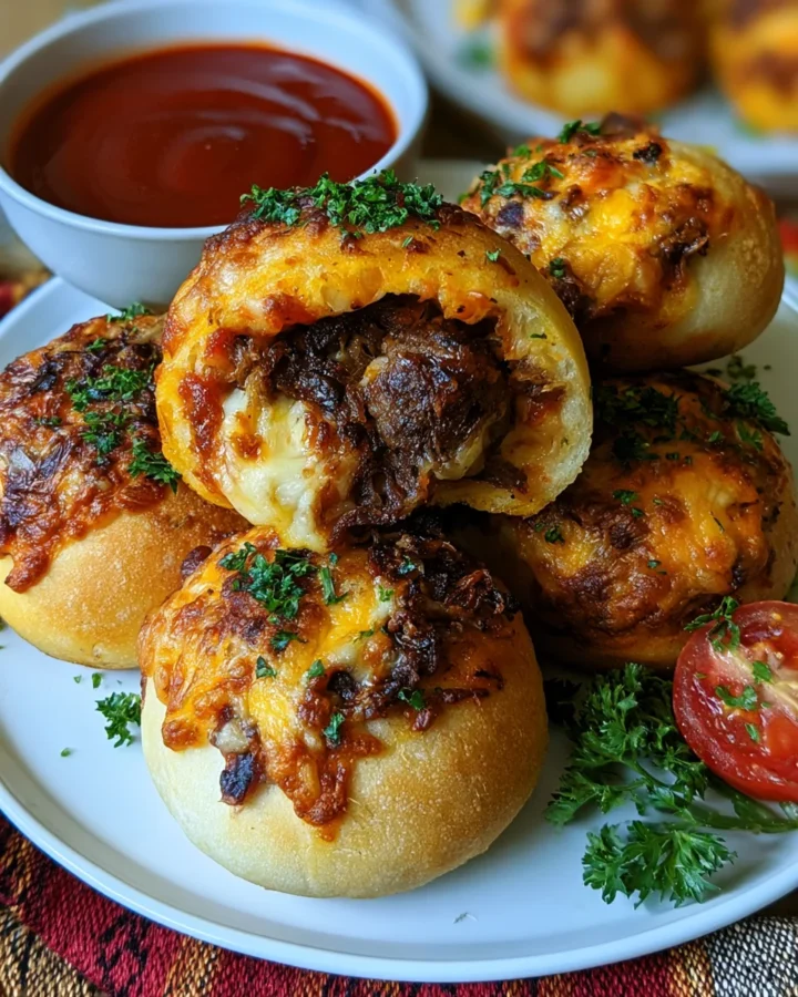 Loaded Pizza Stuffed Bread Bombs (Halal Beef)