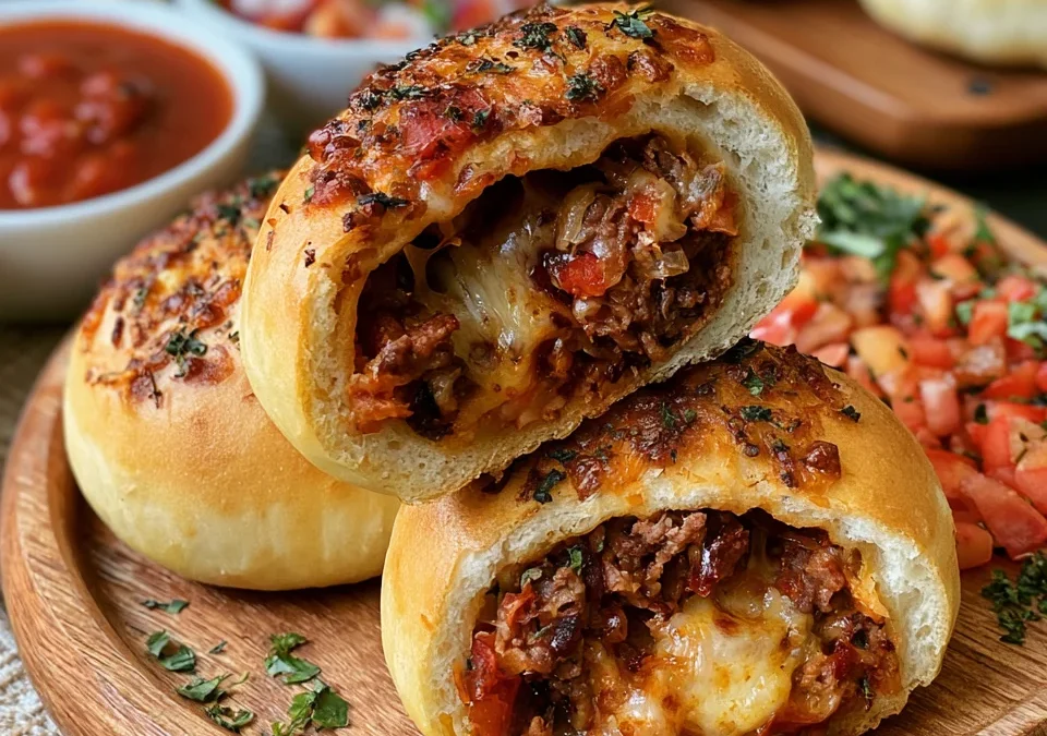 Loaded Pizza Stuffed Bread Bombs (Halal Beef)