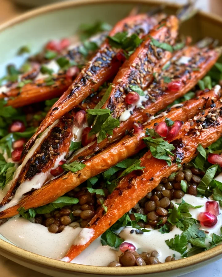 Maple Tahini Roasted Carrot & Lentil Salad