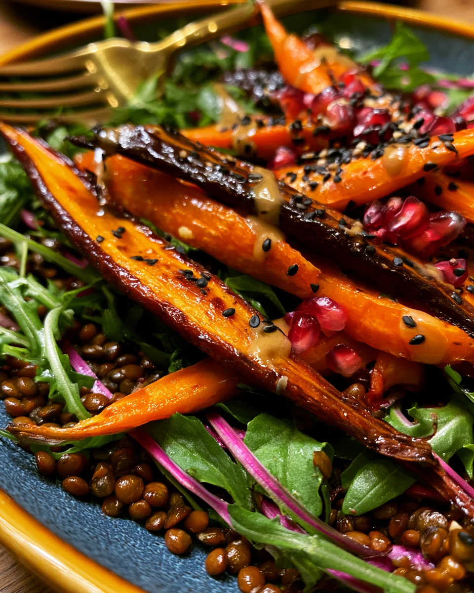 Maple Tahini Roasted Carrot & Lentil Salad