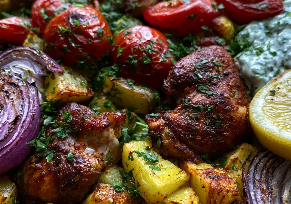 Sheet Pan Chicken Shawarma Dinner