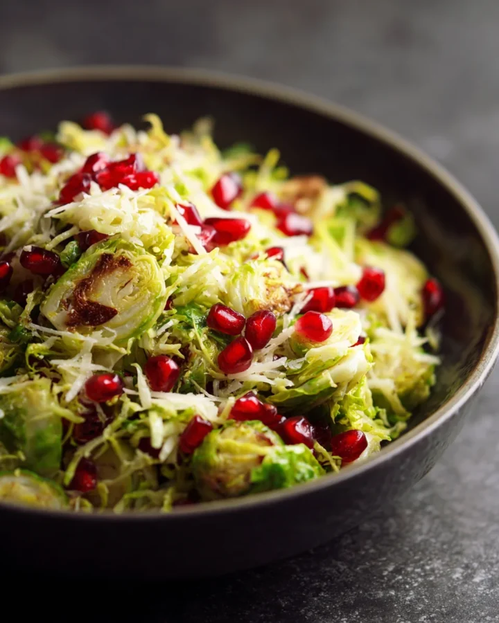 Shredded Brussels Sprouts Parmesan Salad Pomegranate