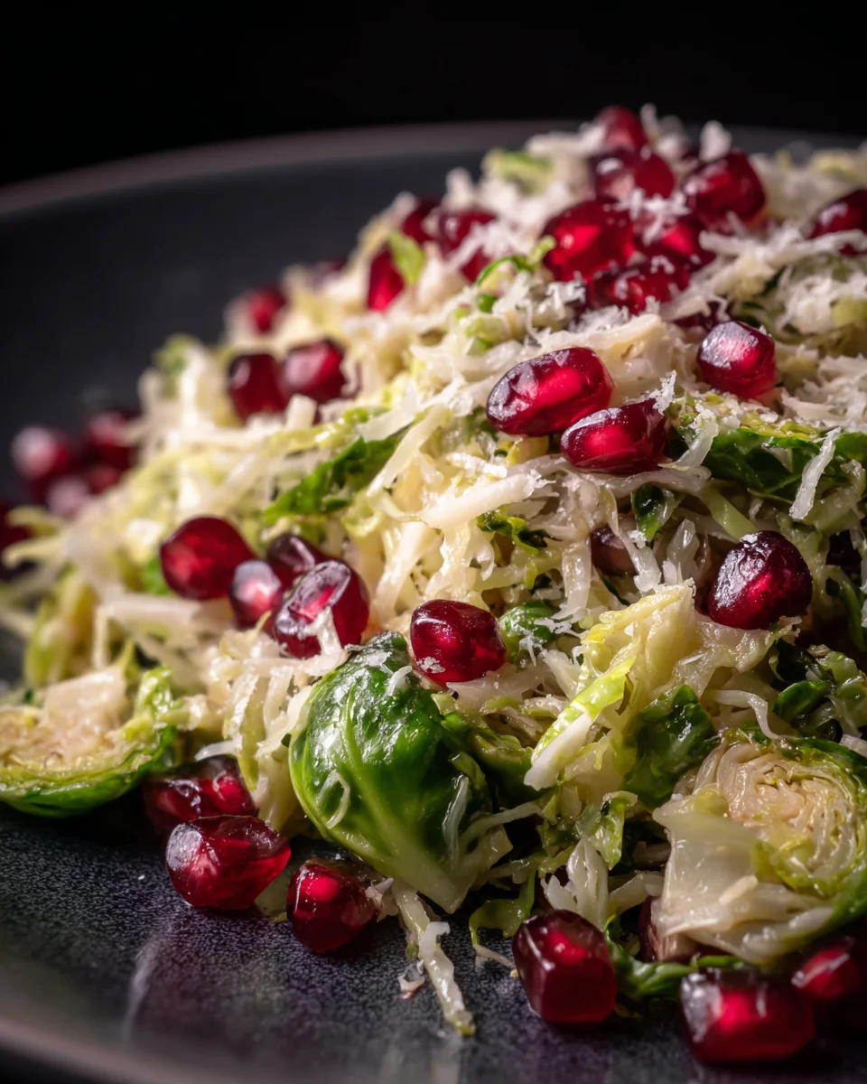 Shredded Brussels Sprouts Parmesan Salad Pomegranate