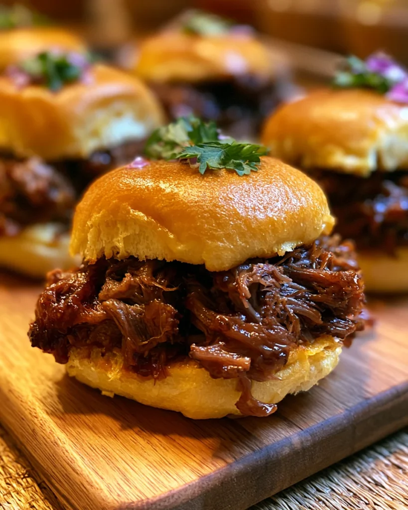 Slow Cooker BBQ Pulled Beef Brisket Sliders