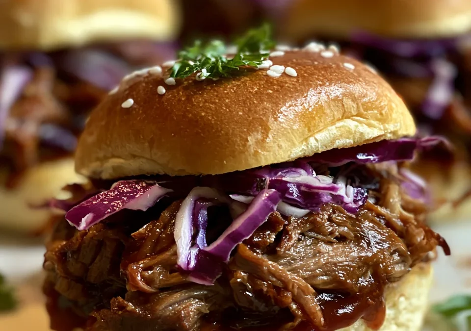 Slow Cooker BBQ Pulled Beef Brisket Sliders