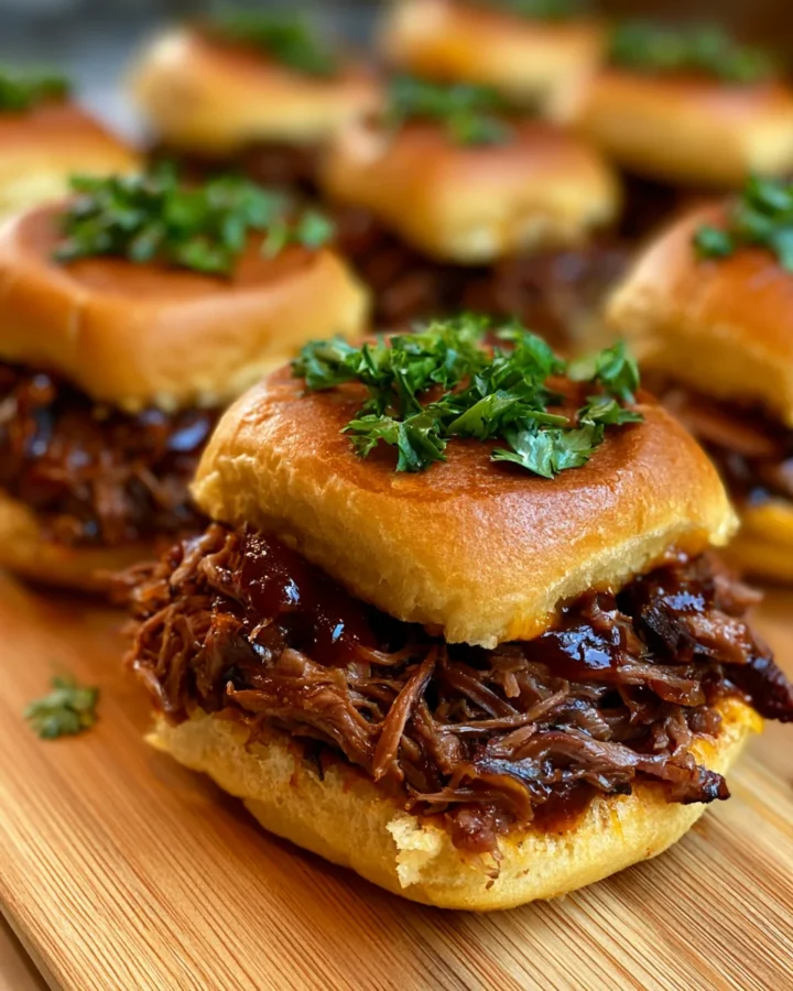 Slow Cooker BBQ Pulled Beef Brisket Sliders